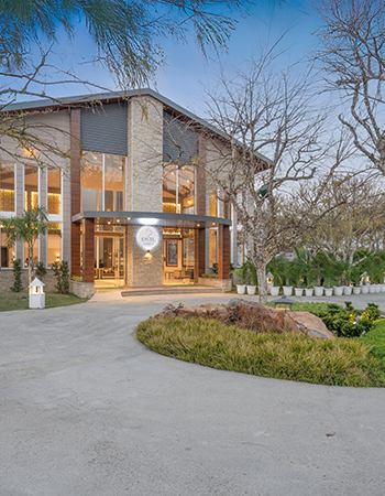 Resort cottages set against the Corbett forest